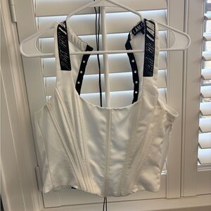 I.AM.GIA White Crop Top with Black Straps
